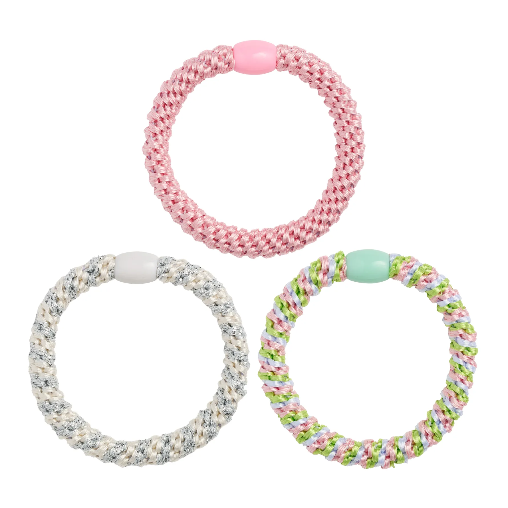 Woven Hair Tie Pink and White Mix 3 pcs
