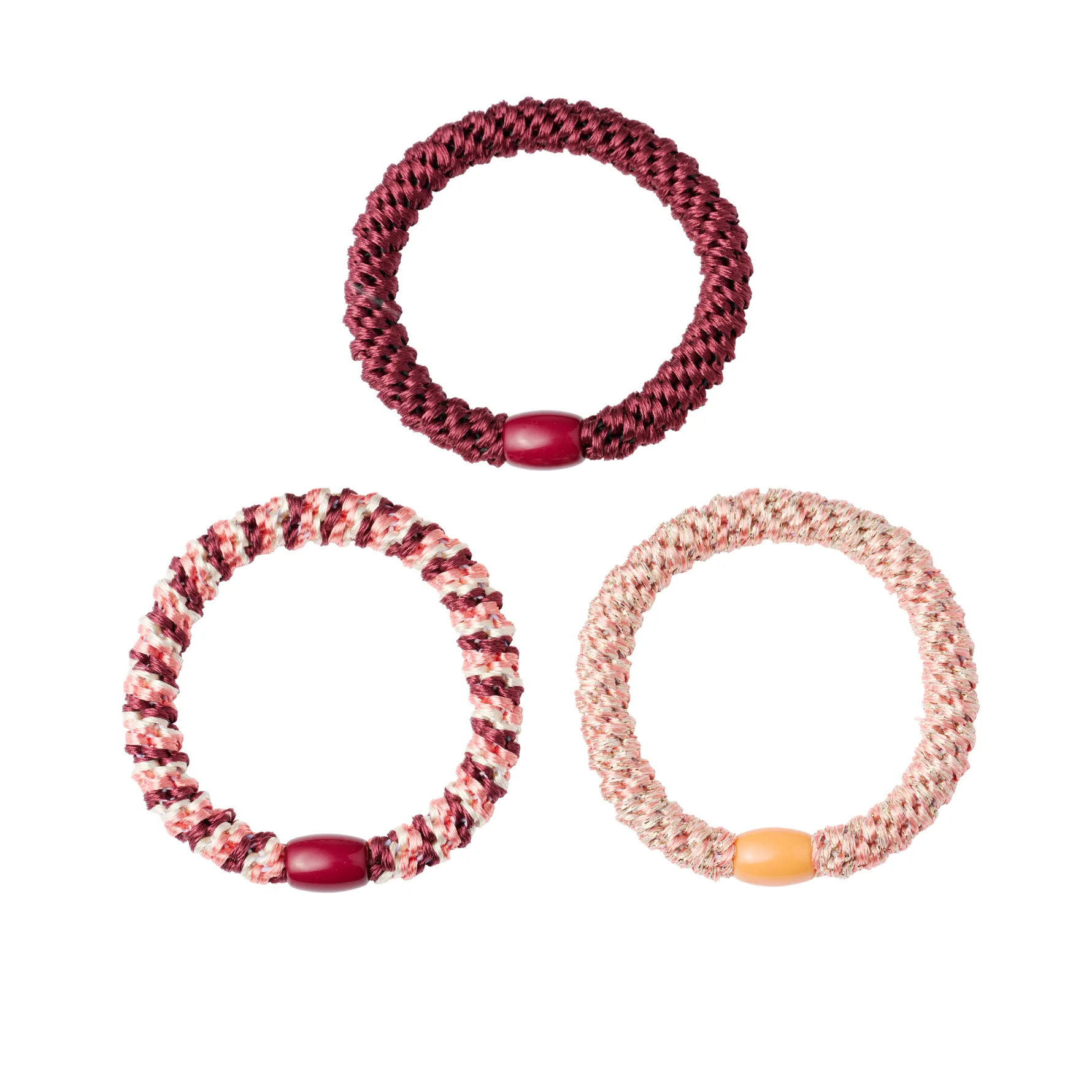Woven Hair Ties 3-pack Burgundy Mix