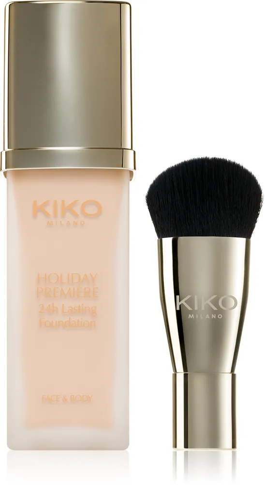 KIKO Milano Holiday Première 24h Lasting Foundation Flytande vattentät foundation med pensel Skugga 05 Almond 28 ml