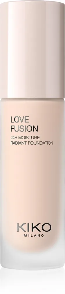 KIKO Milano Love Fusion 24H Moisture Radiant Foundation Langanhaltende cremige Make-up mit feuchtigkeitsspendender Wirkung Farbton 1 Neutral Rose 30 m