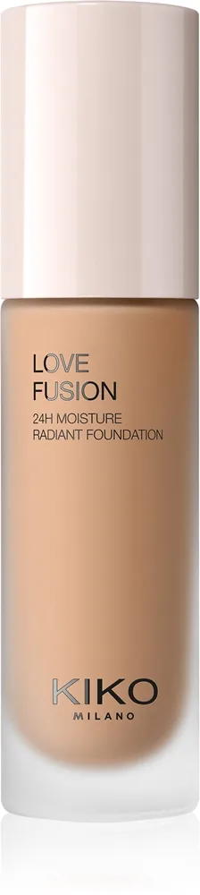 KIKO Milano Love Fusion 24H Moisture Radiant Foundation Langanhaltende cremige Make-up mit feuchtigkeitsspendender Wirkung Farbton 7 Neutral Gold 30 m