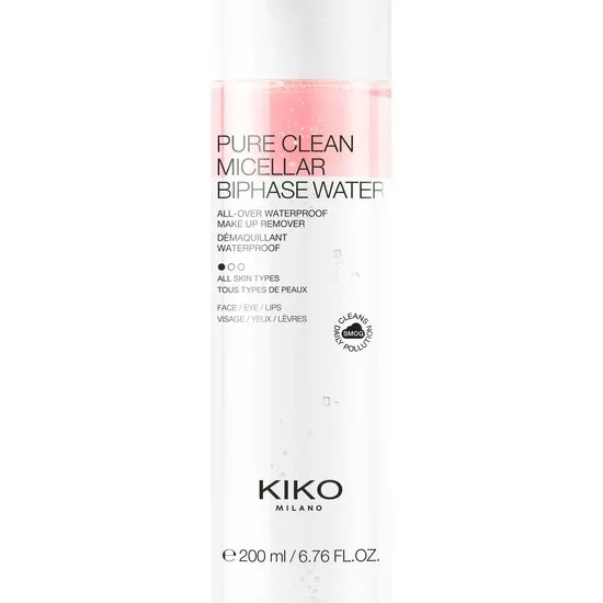 KIKO Milano Pure Clean Micellar Biphase Water Zwei-Phasen Mizellenwasserr für Gesicht und Augen 200 ml