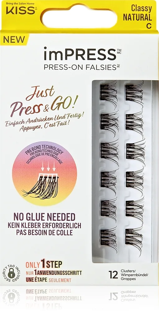 KISS imPRESS Just Press & GO ! solmuttomat tupsuripset Classy Natural 12 kpl