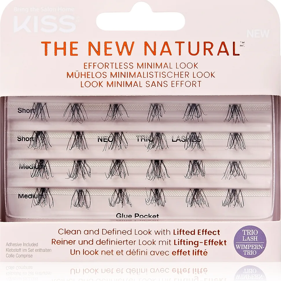 KISS The New Natural Effortless Minimal Look Knutlösa individuella klusterfransar Trio 01 24 st.