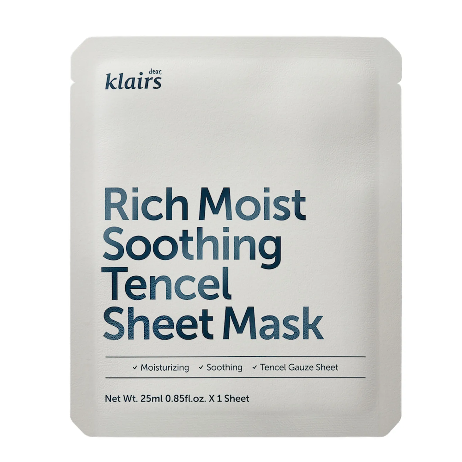 Klairs Rich Moist Soothing Tencel Sheet Mask Beroligende ansigts sheetmaske med fugtgivende virkning 25 ml