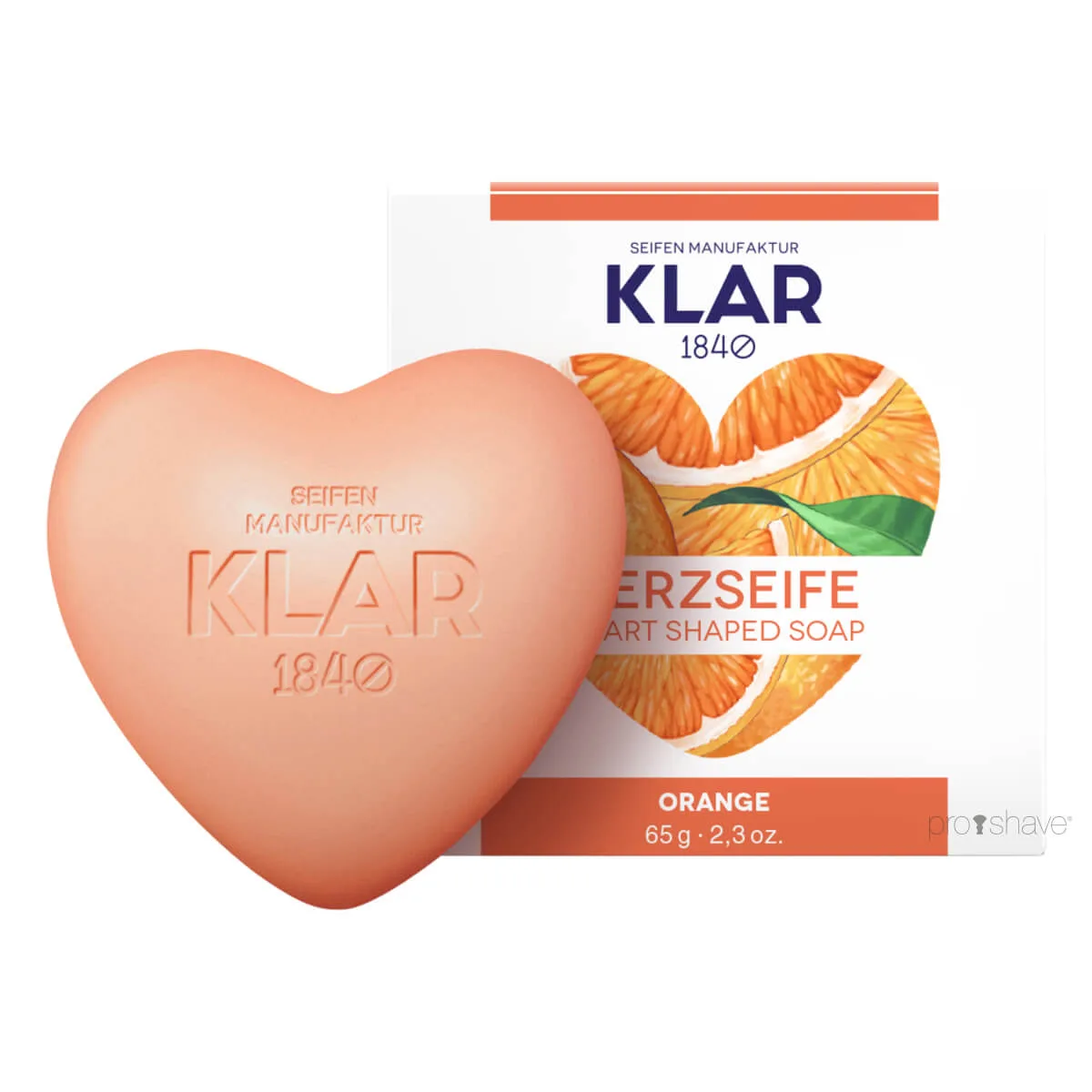Klar Seifen Hjerteformet sæbe, Appelsin, 65 gr.