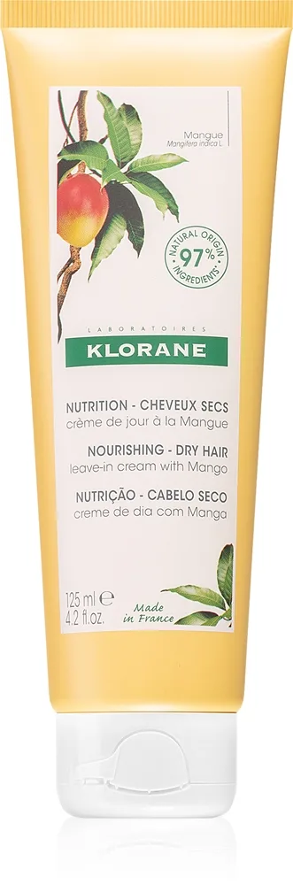 Klorane Mango Leave-in Cream Dry Hair hiuksiin jätettävä voide ravitsemaan ja kosteuttamaan 125 ml