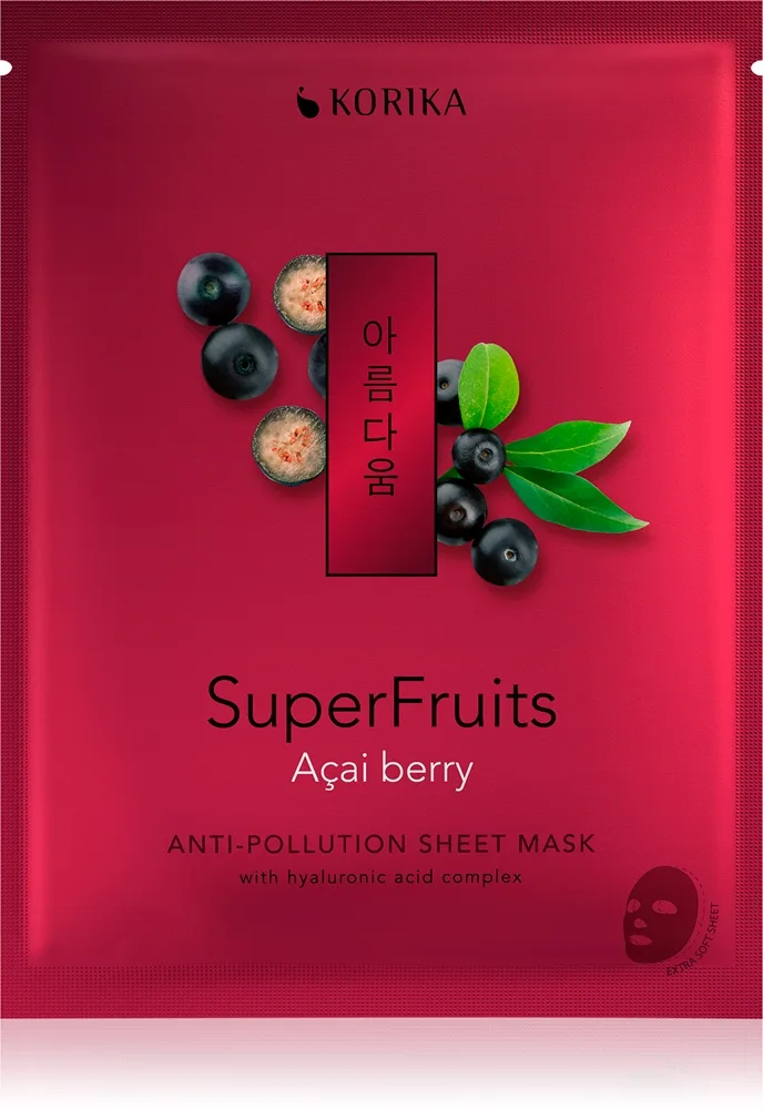 KORIKA SuperFruits Acai Berry - Anti-pollution Sheet Mask Arkmask med avgiftande egenskaper Acai berry 25 g