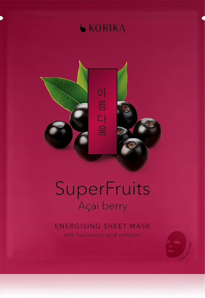 KORIKA SuperFruits Acai Berry - Anti-pollution Sheet Mask kangasnaamio detox-vaikutus 25 g