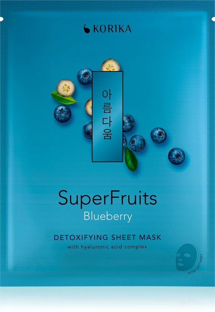 KORIKA SuperFruits Blueberry - Detoxifying Sheet Mask avgiftande arkmask för ansiktet Blueberry 25 g