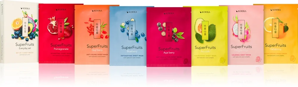KORIKA SuperFruits Everyday Set of 7 Face Sheet Masks kasvonaamiosetti