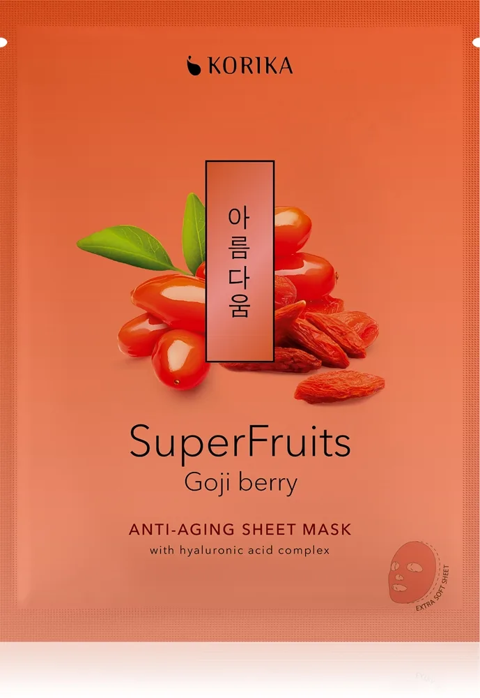 KORIKA SuperFruits Goji Berry - Anti-aging Sheet Mask Föryngrande ansiktsmask 25 g