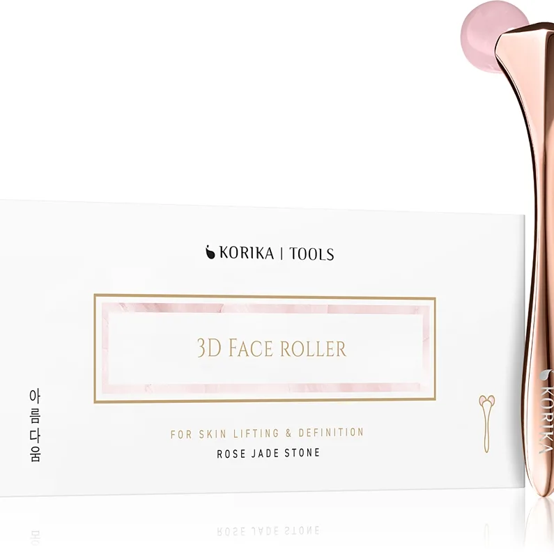 KORIKA Tools 3D Face Roller Rose Jade Stone massagerulle för ansikte Rose Jade Stone