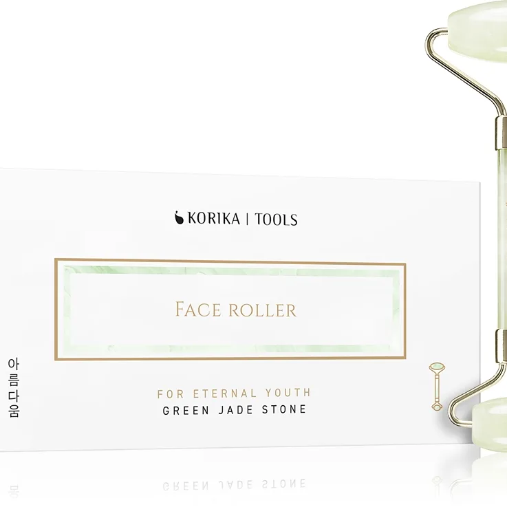 KORIKA Tools Face Roller Green Jade Stone massagerulle för ansikte Jade Roller Green
