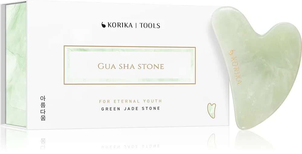 KORIKA Tools Gua Sha Green Jade Stone hierontaväline kasvoille 1 kpl