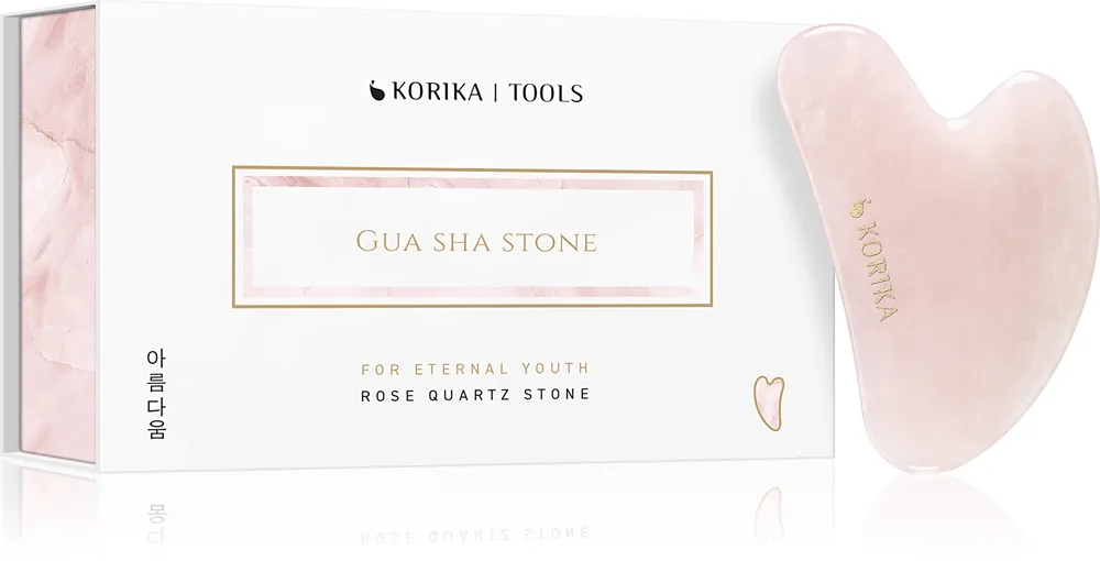 KORIKA Tools Gua Sha Green Jade Stone hierontaväline kasvoille Gua Sha Quartz Pink 1 kpl