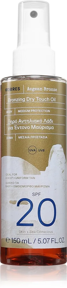 Korres Aegean Bronze Torr olja för djupare solbränna SPF 20 150 ml