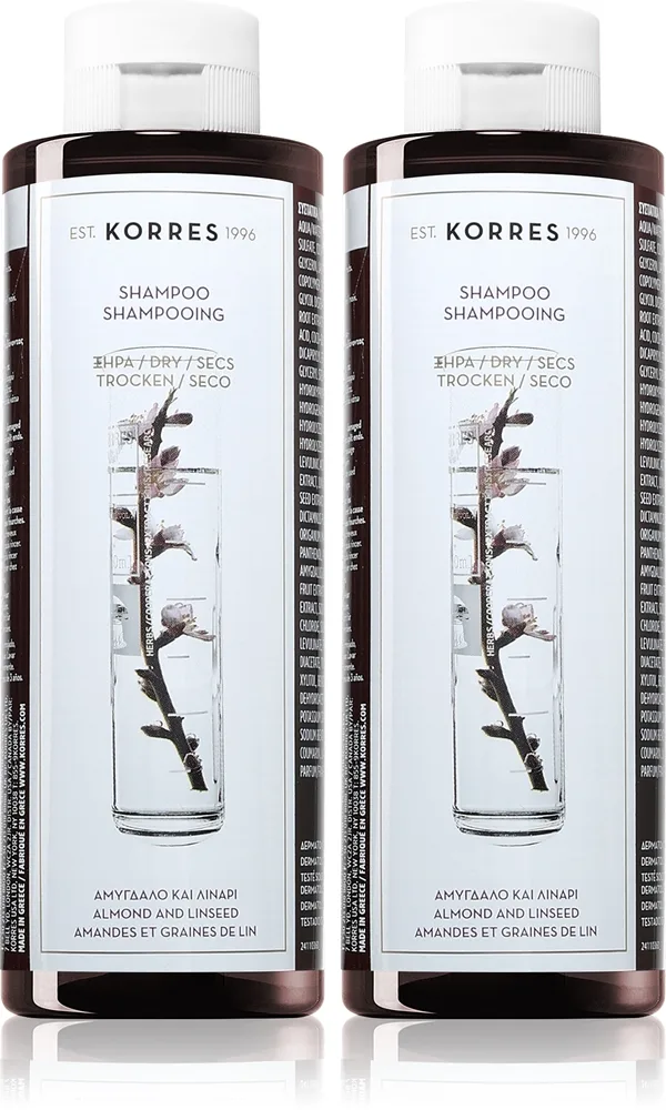 Korres Almond & Linseed Schampo för torrt och skadat hår Ekonomiförpackning