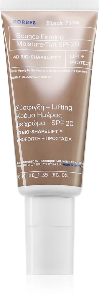 KORRES Black Pine 4D BioShapeLift™ - opstrammende og fugtgivende tonet ansigtscreme med SPF20 Tonet ansigtscreme