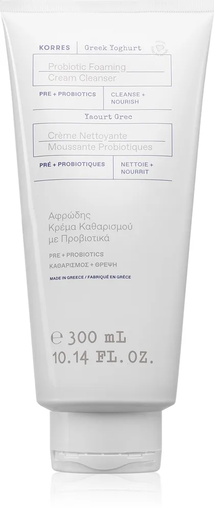 Korres Greek Yoghurt Probiotic Foaming Cream Cleanser Rensecreme og skum med probiotiske bakterier 300 ml