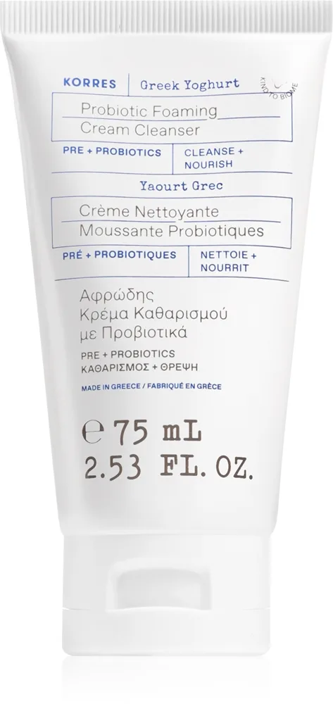 Korres Greek Yoghurt Probiotic Foaming Cream Cleanser voidemainen puhdistusvaahto sisältää probiootteja 75 ml