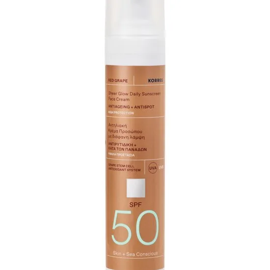 Korres Red Grape Sheer Glow Solkräm med uppljusande effekt SPF 50 50 ml