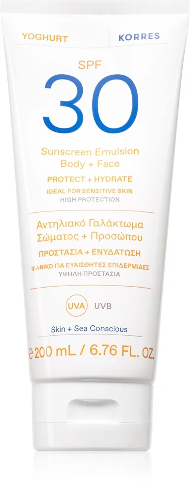 KORRES Yoghurt solbeskyttelses-emulsion til krop og ansigt SPF30 Solmælk