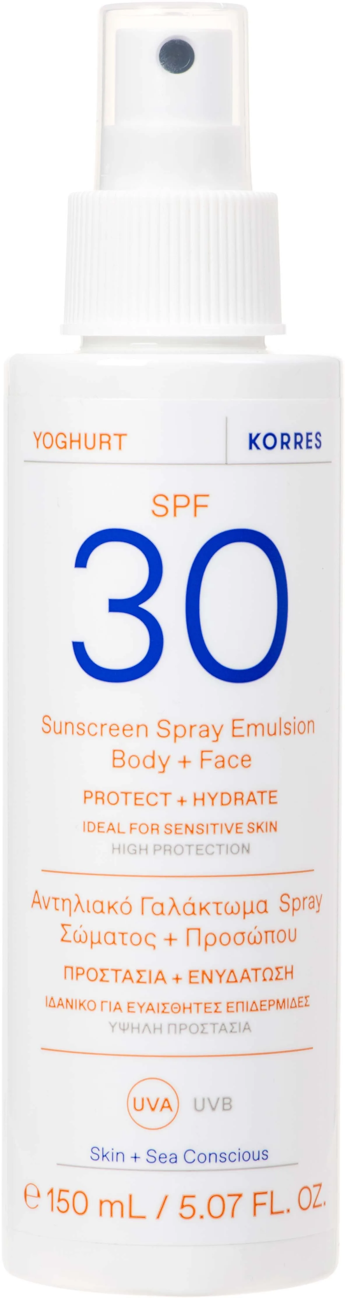 KORRES Yoghurt Solskyddsspray-emulsion för ansikte och kropp SPF30 Solkräm