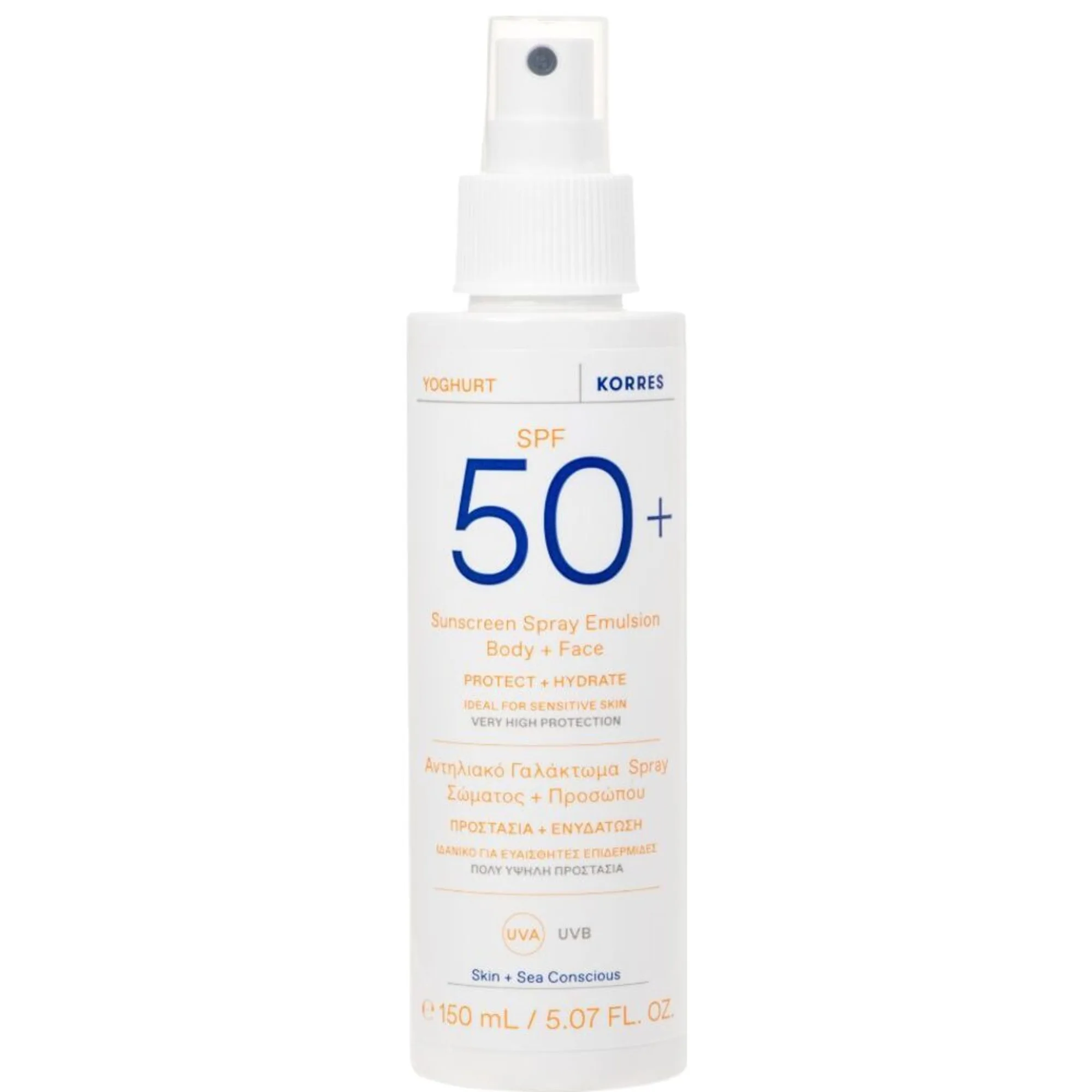 Korres Yoghurt Sunscreen Solskyddsmedel i spray för ansikte och kropp SPF 50+ 150 ml