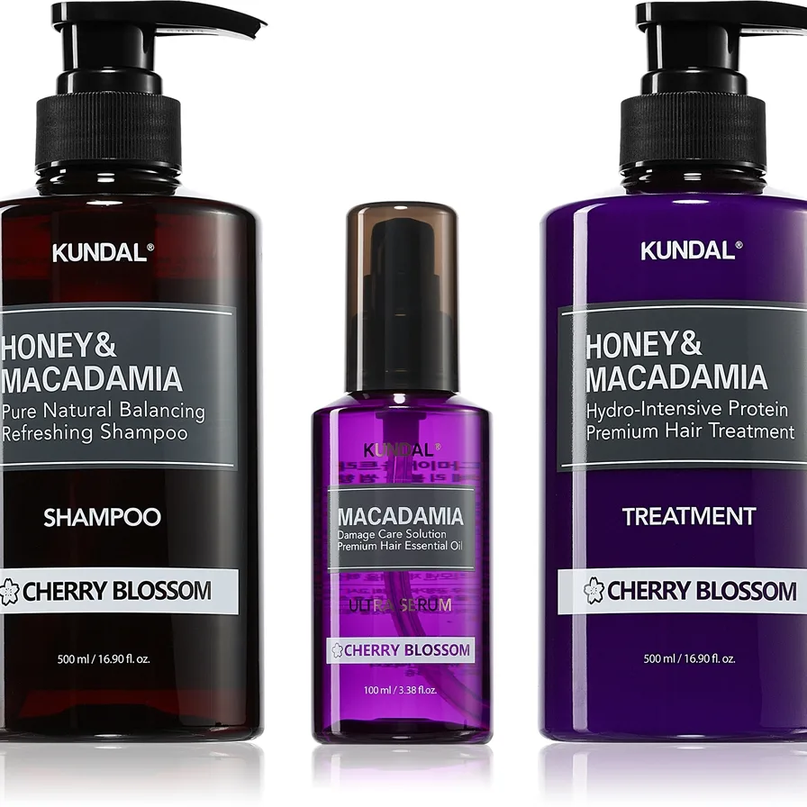 KUNDAL Honey & Macadamia Cherry Blossom setti kuiville ja vaurioituneille hiuksille