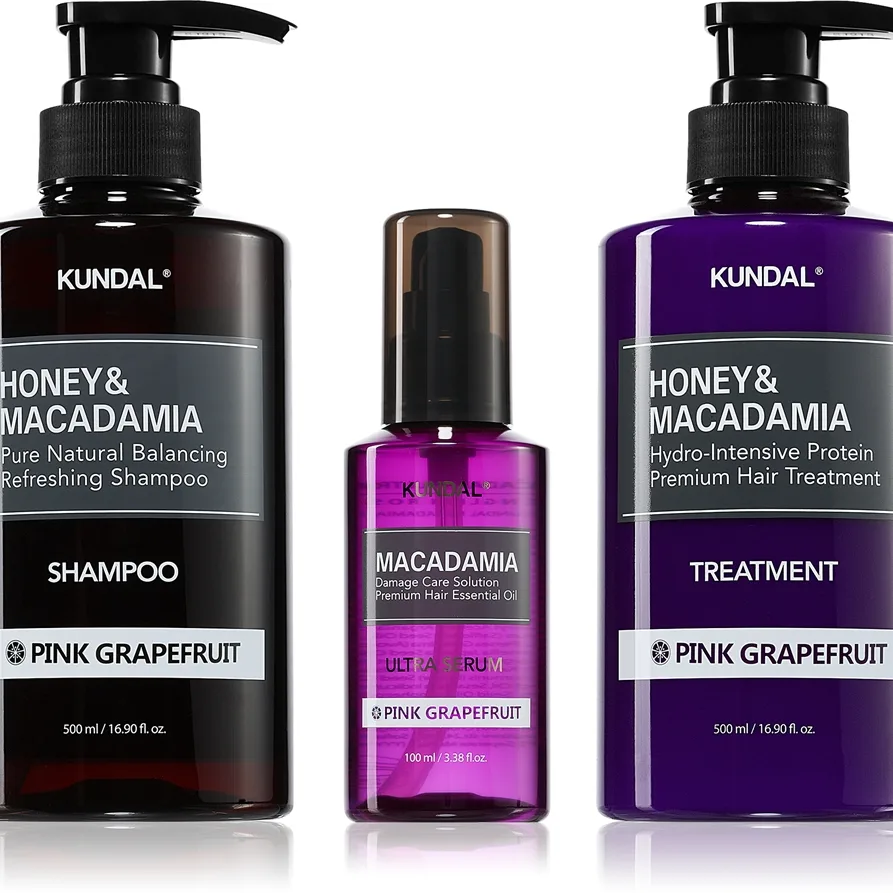 KUNDAL Honey & Macadamia Pink Grapefruit setti kuiville ja vaurioituneille hiuksille