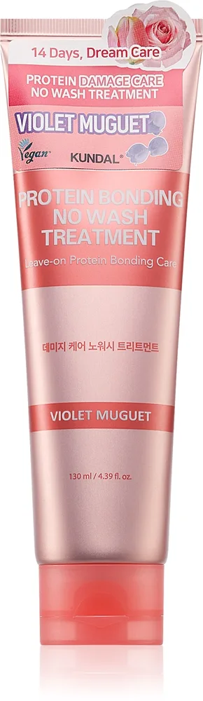 KUNDAL Protein Bonding Care No Wash Treatment hiuksiin jätettävä hoito vaurioituneille hiuksille tuoksuva Violet Muguet 130 ml