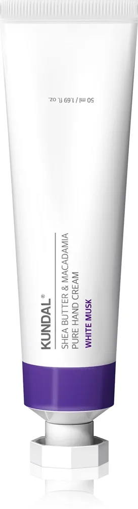 KUNDAL Shea Butter & Macadamia White Musk kosteuttava käsivoide ravitseva vaikutus 50 ml