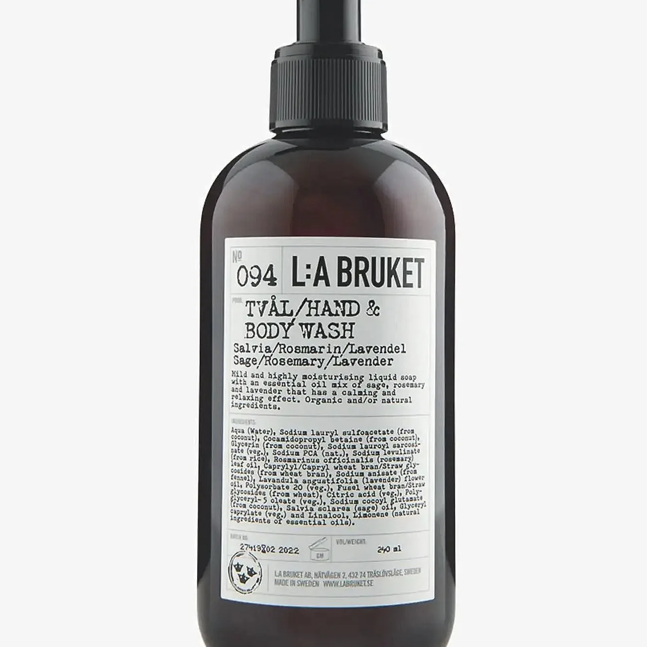 L:a Bruket 094 Hand & Body Wash Sage/Rosemary/Lavender - Nude - 240 ML