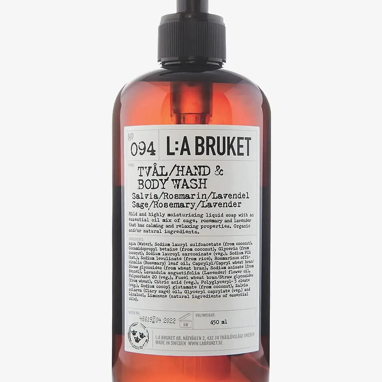L:a Bruket 094 Hand & Body Wash Sage/Rosemary/Lavender - Nude - 450 ML
