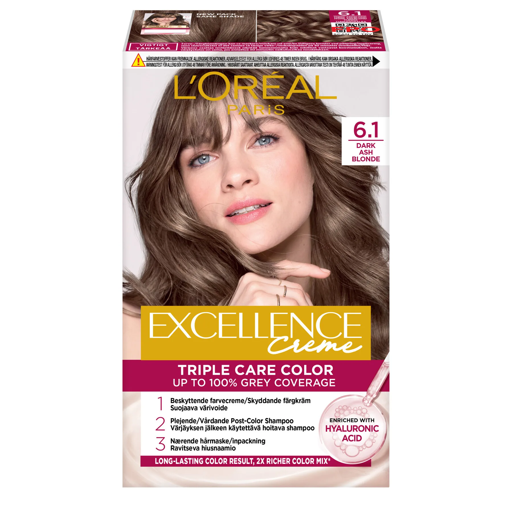 L'Oréal Paris Excellence Creme Permanent Color - 6.1 Dark Ash Blonde