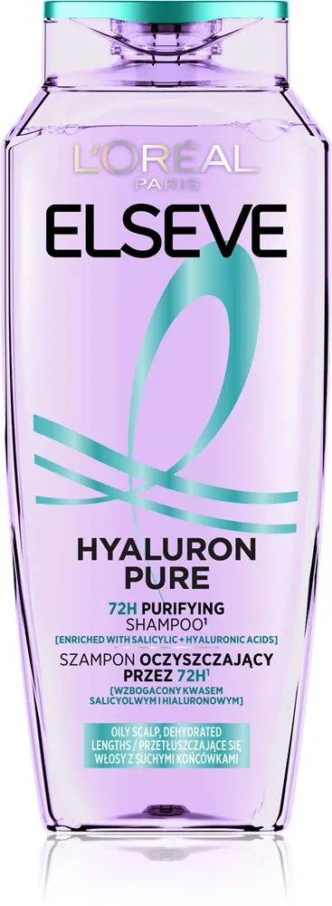L’Oréal Paris Elseve Hyaluron Pure hydratisierendes Shampoo für fettige Kopfhaut und trockene Spitzen 250 ml