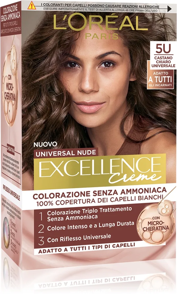 L’Oréal Paris Excellence Universal Nudes kestohiusväri sävy 5U Castano Chiaro Universale 1 kpl