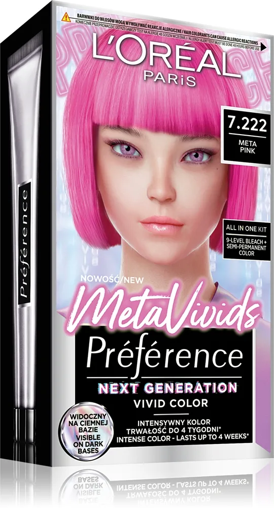 L’Oréal Paris Préférence Meta Vivids hiusten kevytväri sävy 7.222 Meta Pink 1 kpl