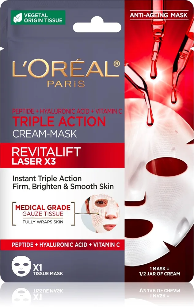 L’Oréal Paris Revitalift Laser X3 kangasnaamio ihon ikääntymisen ehkäisyyn 28 g