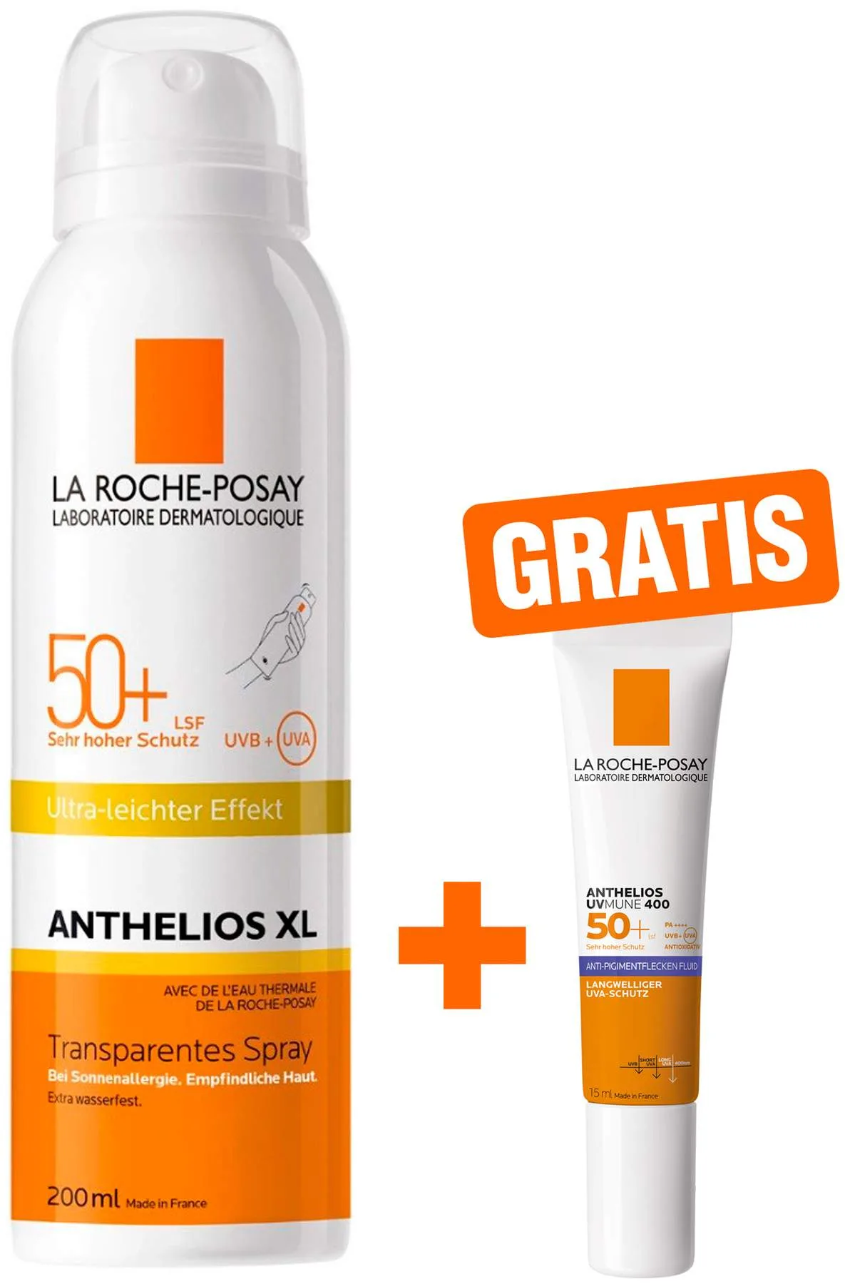 La Roche Posay Anthelios XL transparentes Körperspray LSF 50+ + gratis La Roche Posay Anthelios Anti-Pigment Fluid 15 ml - Sonnenschutz
