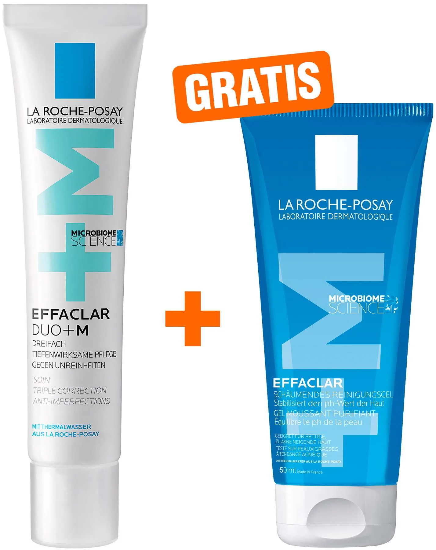 La Roche Posay Effaclar Duo+ M Creme 40 ml + gratis La Roche Posay Effaclar Gel 50 ml - Reduziert Pickel und Mitesser