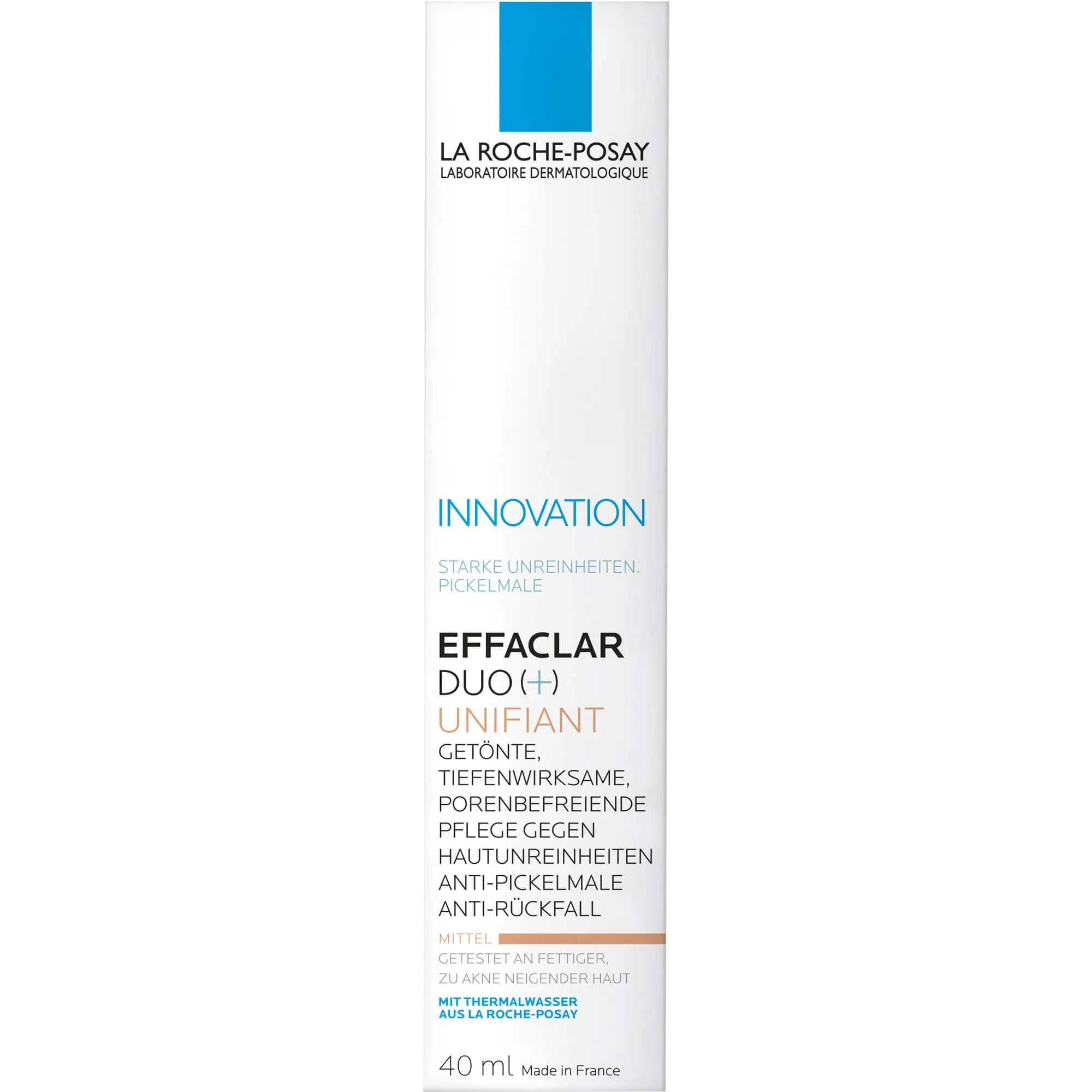 La Roche-Posay Effaclar Duo+M Unifiant getönte, dreifach tiefenwirksame Pflege gegen Unreinheiten Mittel, 40 ml Creme