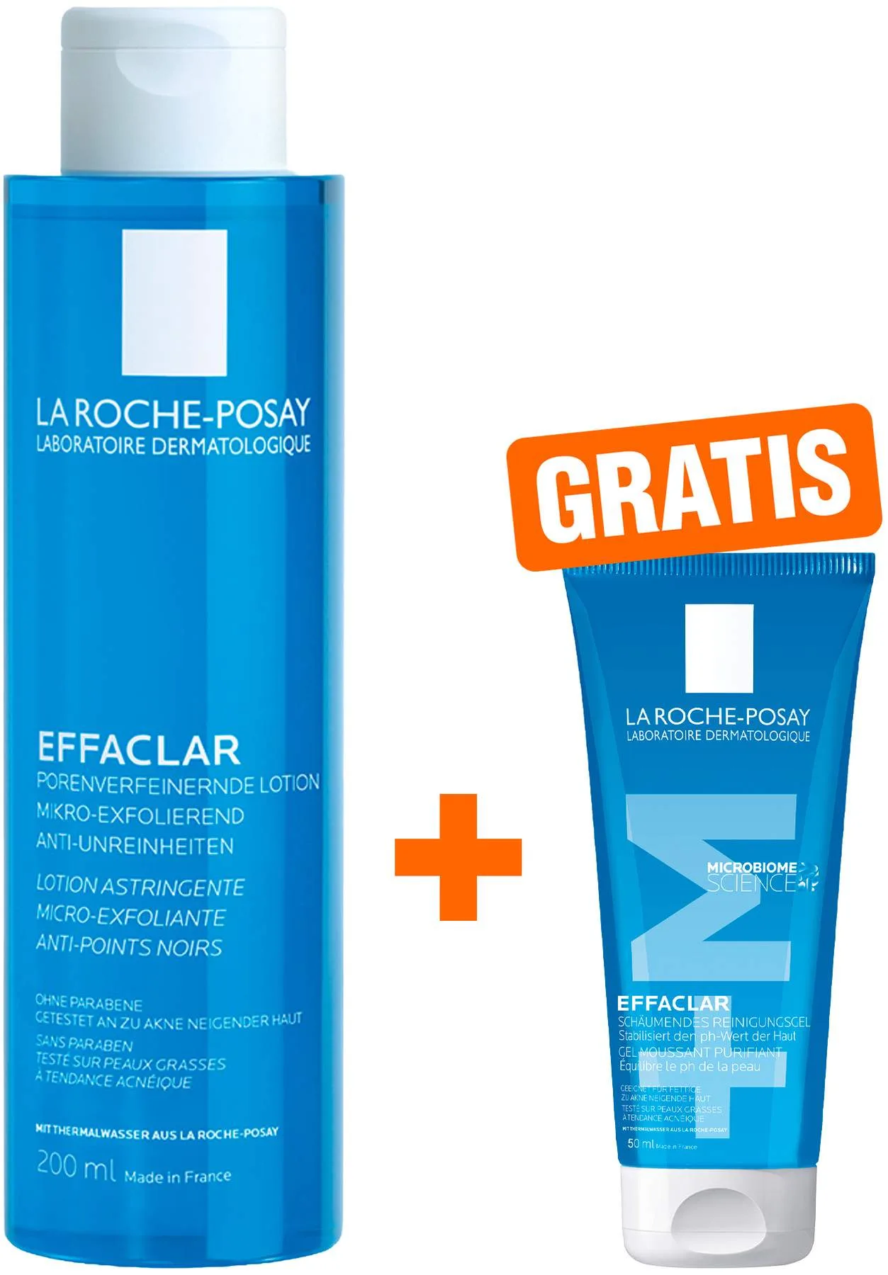 La Roche Posay Effaclar Porenverfeinernde Lotion 200 ml + gratis La Roche Posay Effaclar Gel 50 ml Mini - Bei unreiner Haut und Akne
