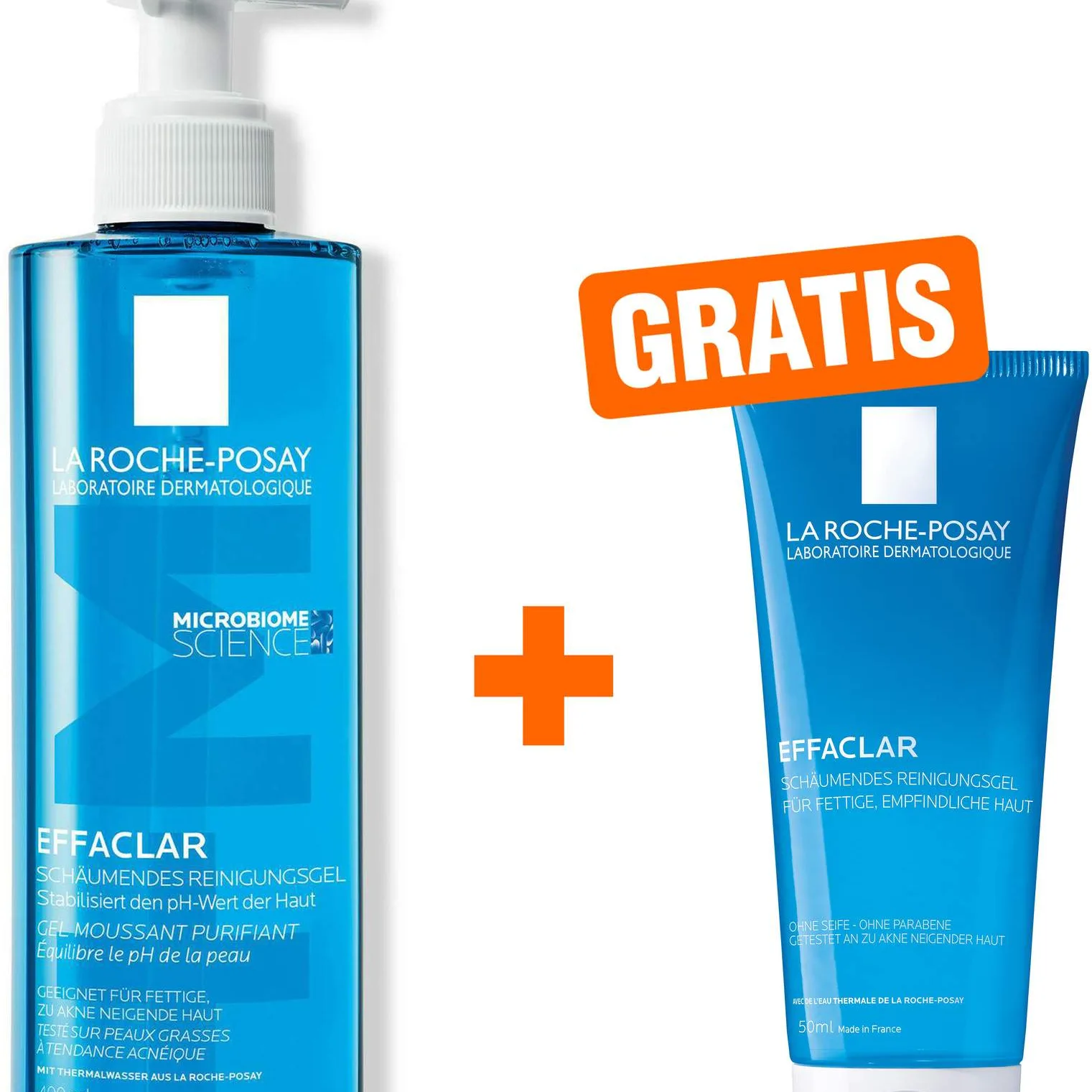 La Roche Posay Effaclar schäumendes Reinigungsgel 400 ml + gratis Effaclar Gel 50 ml - Bei unreiner Haut & Akne