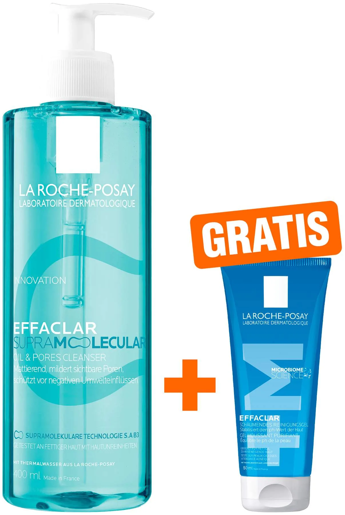 La Roche Posay Effaclar Supramolecular Cleanser 400 ml + gratis La Roche Posay Effaclar Gel 50 ml Mini - Bei unreiner Haut