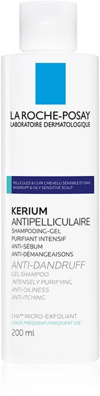 La Roche-Posay Kerium Anti-Dandruff kuoriva shampoo rasvaiseen hilseeseen 200 ml