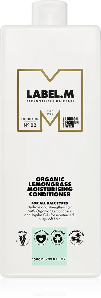 label.m Organic Lemongrass Moisturising Conditioner dybdevirkende og fugtgivende conditioner Med citron og citrongræs 1000 ml