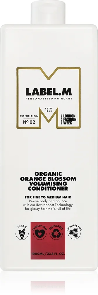 label.m Organic Orange Blossom Volumising Conditioner Volumengivende og forstærkende balsam 1000 ml