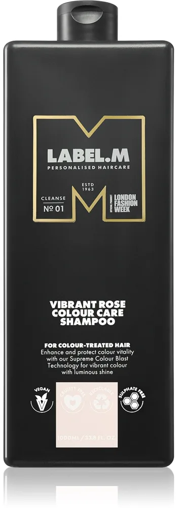 label.m Vibrant Rose Colour Care Shampoo Fuktgivande schampo För färgat eller randigt hår 1000 ml